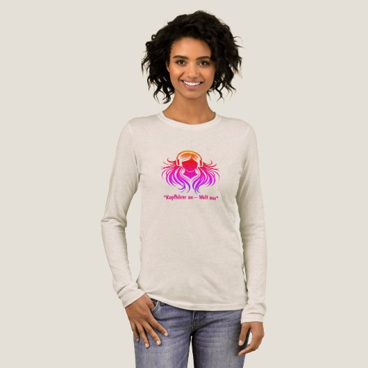 "Kopfhörer an – Welt aus." Tri-Blend Shirt (Voorkant)