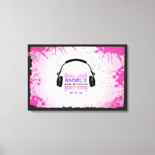 KOPFONES Bat Bar Mitzvah Sign-In Board Canvas Afdruk