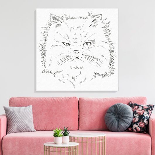 Kopfzeichnung einer Perserkatze Canvas Afdruk (Insitu (Woonkamer))