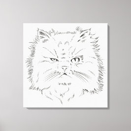 Kopfzeichnung einer Perserkatze Canvas Afdruk