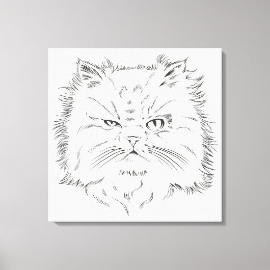 Kopfzeichnung einer Perserkatze Canvas Afdruk (Voorkant)