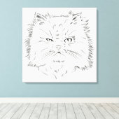 Kopfzeichnung einer Perserkatze Canvas Afdruk (Insitu (Houten vloer))