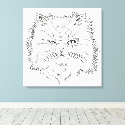 Kopfzeichnung einer Perserkatze Canvas Afdruk (Insitu (Houten vloer))
