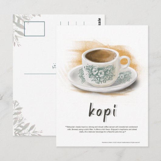 Kopi in Classic Coffee Mok Maleisië Briefkaart (Voorkant / Achterkant)
