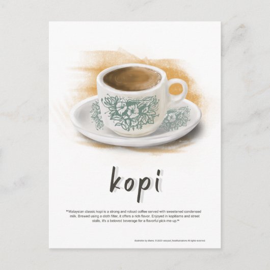 Kopi in Classic Coffee Mok Maleisië Briefkaart (Voorkant)