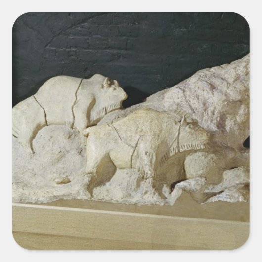 Kopie van de beeldhouwkunst van bisonen, Le Vierkante Sticker (Voorkant)