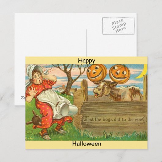  kopie van de Halloween-postkaart: Pompoenen en ko Briefkaart (Voorkant / Achterkant)