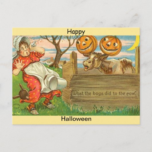  kopie van de Halloween-postkaart: Pompoenen en ko Briefkaart (Voorkant)