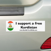Kopie van de kycvlag, ik steun een vrij Koerdistan Bumpersticker (Op auto)