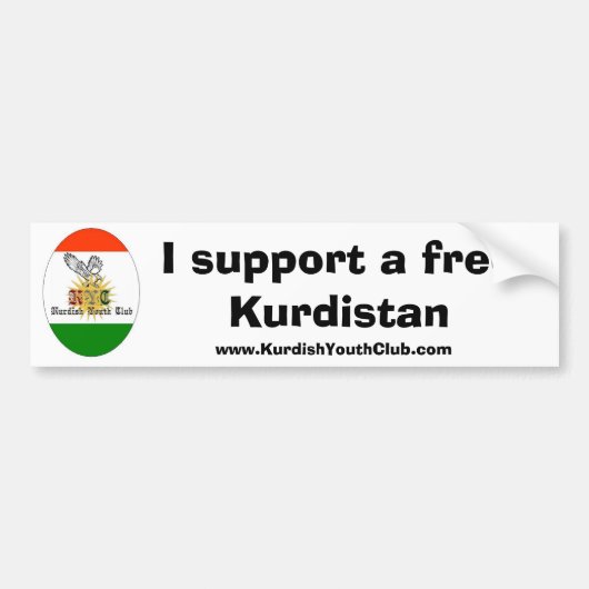 Kopie van de kycvlag, ik steun een vrij Koerdistan Bumpersticker (Voorkant)
