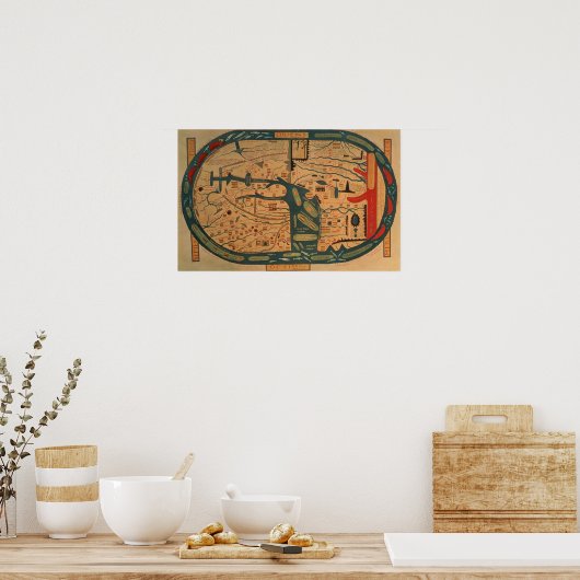 Kopie van een 8e eeuw Beatus mappamundi Poster (Keuken)