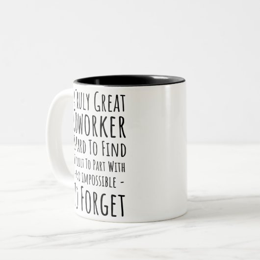Kopie van een echt geweldige medewerker is moeilij tweekleurige koffiemok (Voorkant links)