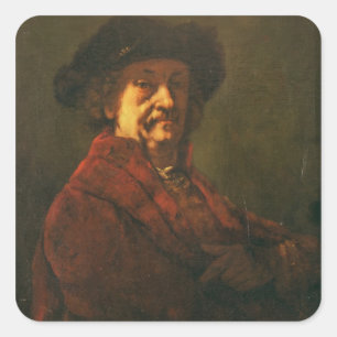 Kopie van een Rembrandt Self Portrait, 1869 Vierkante Sticker