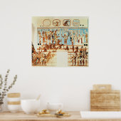 Kopie van een wandschilderij uit Bonampak Poster (Keuken)