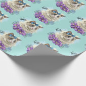 Kopie van Hand tekening grappig Leuke kat met bloe Cadeaupapier (Hoek)