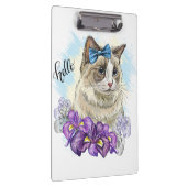 Kopie van Hand tekening grappig Leuke kat met bloe Klembord (Rechts)