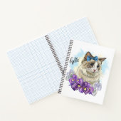 Kopie van Hand tekening grappig Leuke kat met bloe Notitieboek (Binnen)