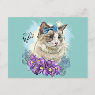 Kopie van handgetekende grappige Mopshond kat met Briefkaart