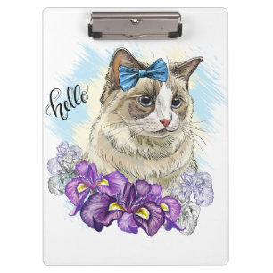 Kopie van handgetekende grappige Mopshond kat met Klembord