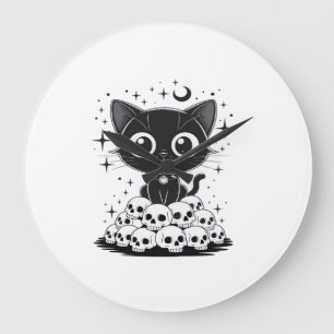 Kopie van Katten schedels Griezelig Schattig Kitty Grote Klok