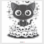 Kopie van katten schedels griezelig schattige poes sticker (Vel)