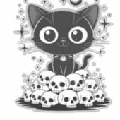 Kopie van katten schedels griezelig schattige poes sticker (Voorkant)