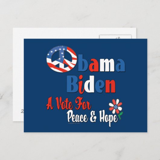 kopie van Obama Biden Peace and Hope 2008 Briefkaart (Voorkant / Achterkant)