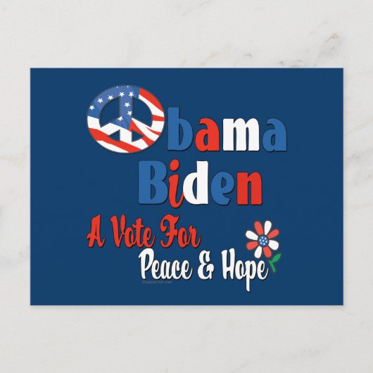 kopie van Obama Biden Peace and Hope 2008 Briefkaart (Voorkant)