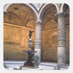 Kopie van Putto met Dolphin door Andrea del Vierkante Sticker