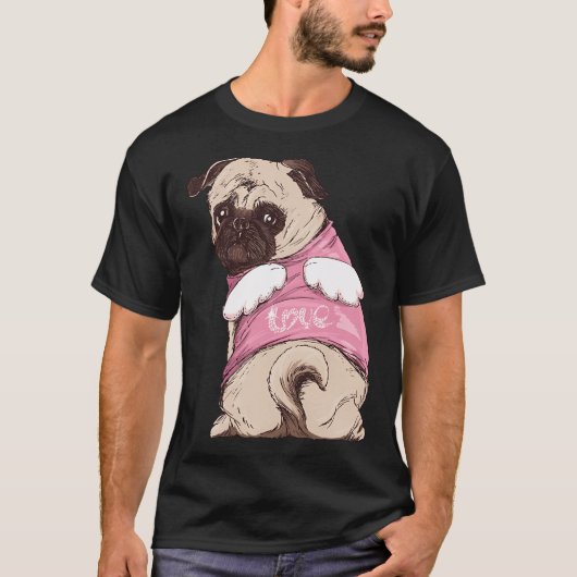 Kopie van Schattige Engel Mops T-shirt (Voorkant)