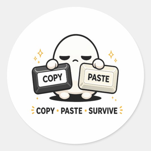 Kopieer Plak Overleef - Grappige Tech Codeerbare C Ronde Sticker (Voorkant)