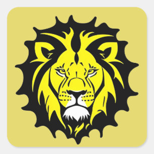 Kopillustratie van een leeuw in vet cartoonstijl vierkante sticker