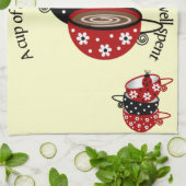 Kopje koffie gedeeld met vrienden keukenhanddoek (Gevouwen)