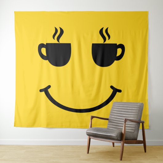 Kopje Koffie Glimlach Wandkleed (In Situ (horizontaal))