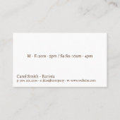 Kopje koffie | Koffiebonen Visitekaartje (Achterkant)