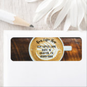 Kopje koffie latte blad-vorm schuim retouradres etiket (Insitu)