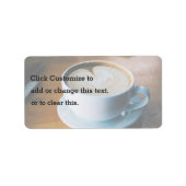 Kopje koffie met een hart etiket (Voorkant)