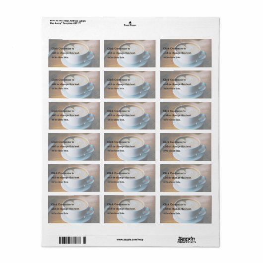 Kopje koffie met een hart etiket (Full Sheet)