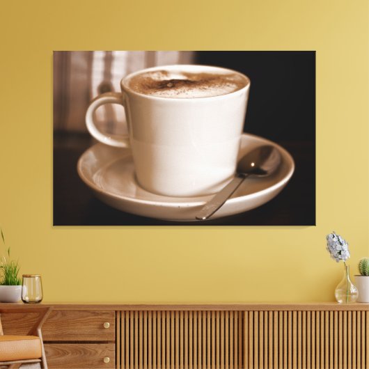 Kopje koffie Sepia - Groot formaat verpakt Canvas Afdruk (Insitu (Woonkamer))