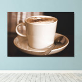 Kopje koffie Sepia - Groot formaat verpakt Canvas Afdruk (Insitu (Houten vloer))