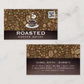 Kopje koffie stoomt | QR-code | Bonen Visitekaartje (Voorkant / Achterkant)