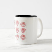 Kopje rozen illustratie tweekleurige koffiemok (Voorkant rechts)