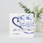 kopje thee - Victoriaans blauw - theefeest - uitno Kaart (Staand voorkant)