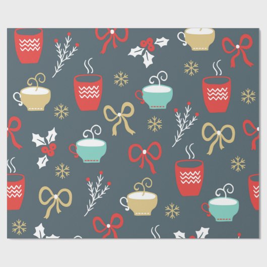 Kopjes Bogen Mistletoe en spar takken Cadeaupapier (Vlak)