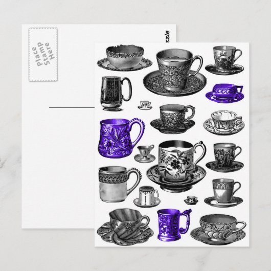 kopjes en schaafjes blauw briefkaart (Voorkant / Achterkant)