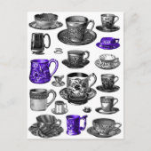 kopjes en schaafjes blauw briefkaart (Voorkant)