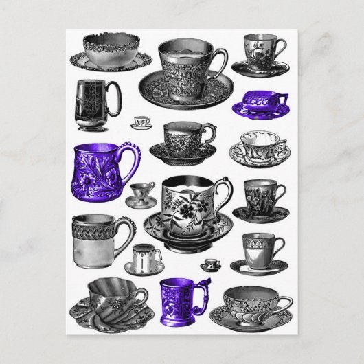 kopjes en schaafjes blauw briefkaart (Voorkant)