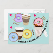 Kopjes koffie met donuts | Dank u Briefkaart (Voorkant / Achterkant)