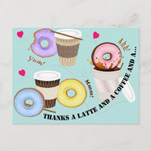 Kopjes koffie met donuts Dank u Briefkaart