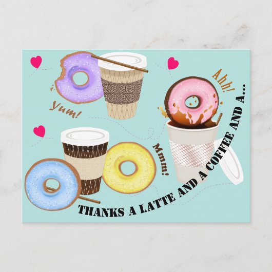 Kopjes koffie met donuts | Dank u Briefkaart (Voorkant)